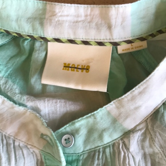 NEW Maeve Green and White Button Up - Picture 3 of 4